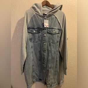 Denim Hooded Combo Mini Dress